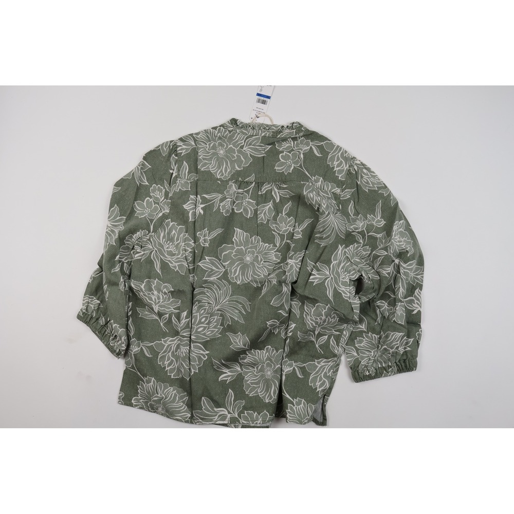 Tommy Bahama Breezy Blooms 3/4 Slv Top Dusty Sage Floral XL Linen NWT $128 - Picture 2 of 6